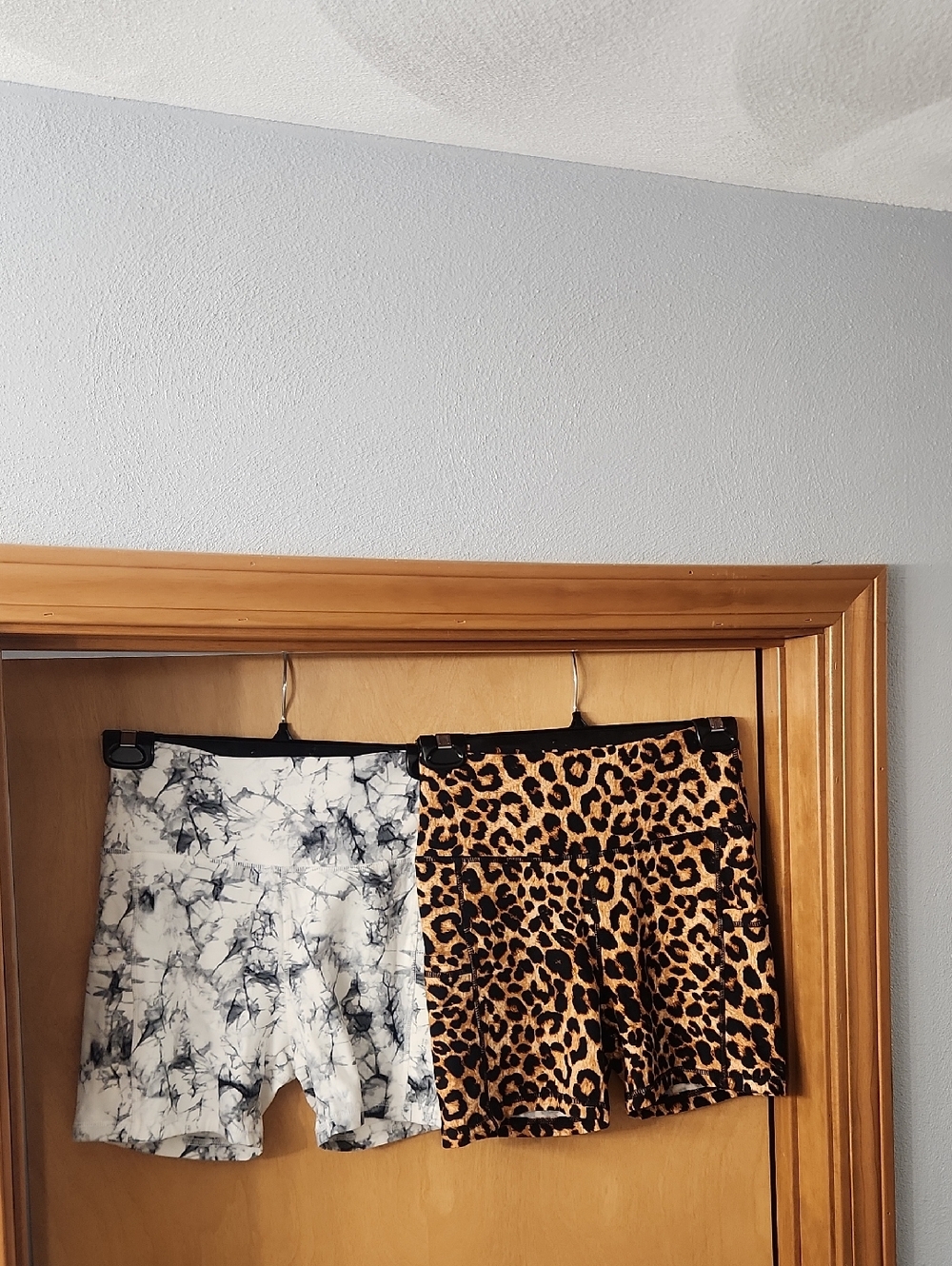 Leopard Print High-Waist Shorts + Marble Print Shorts Duo Size Small